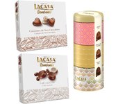 Pack Lacasa bombones surtido lata 180 G & bombones corazón tres chocolates 200 G & bombones café con leche 200 g