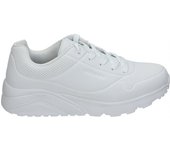SKECHERS | Zapatillas Skechers Uno Lite Delodox para Mujer – Deportivas en Color Blanco – Sneakers con Cordones – Suela con Cuña Baja y Cómoda – Versátiles – Casual – Modelo 403694L-W