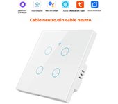 Tuya Smart Wifi Light Switch No Neutral Wire Touch Panel EU 1/2/3 Gang Wall Switch Wireless Control Voice Control Alexa Google
