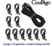 1set Heavy Duty Elastic Bungee Shock Cord Strap Stretch Plastic Hook for Car Luggage Tent Kayak Boat Canoe Bikes Rope Tie