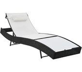 vidaXL Tumbona con cojín ratán sintético Marrón y negro, Negro, Negro y blanco Sillas de Exterior Ideal para jardín, playa, piscina, terraza Tumbona Piscina Tumbonas Playa Tumbonas Jardín Exterior