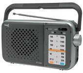 Radio Portátil SAMI RS-12901 AM/FM con Asa y Ruedas Giratorias – Radio de Emergencia a Pilas y Corriente AC/DC