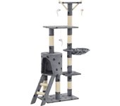 Rascador para Gatos con Poste de ISAL 138 cm Huellas Gris