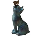 Gato y Mariposa curiosidad Jardín estatuas, curiosidad Gato Mariposa Jardín estatua decoración Gato Sculptur