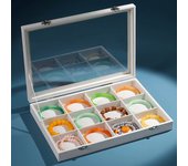 Ice Velvet Clear Lid 12 Grid Jewelry Organizer Box Tray Display Case Storage Bracelets Rings Earrings