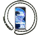 Funda Colgante Transparente para Realme 8 5G / Narzo 30 5G con Cordon Verde / Dorado