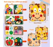 Conjuntos de álbumes de recortes Libro ocupado Montessori para niños pequeños, libro de tela de fieltro 3D de animales, libro de cuentos silencioso, tablero de libros de actividades, juguetes sensoriales educativos para niños