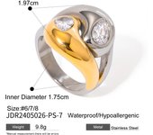 Anillos de acero inoxidable PVD chapados en oro de 18 quilates para mujer, anillos simplemente sólidos de 2 tonos, joyería moda