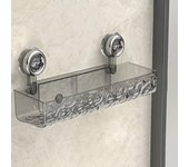 Estantes de ducha de acrílico transparente, estante de almacenamiento con ventosa, estante de esquina con ondas de agua glaciar, estante de almacenamiento para accesorios de baño (2 piezas de triángulo blanco)