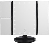 Espejo de Maquillaje con LED, Iluminado Espejo de Mesa Luz con Ampliación 1X / 2X / 3X Plegable Espejo de la Vanidad Rotación 180° Pantalla Táctil Espejo Cosmético para Hombre y Mujer