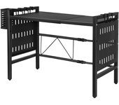 Estante organizador para microondas, cocina con 6 ganchos para colgar, soporte para microondas