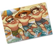MERCHANDMANIA PUZZLE PEQUEÑO TAMAÑO APROX. A5 DE 80 PIEZAS playa amigos fiesta tumbona arena agua rompecabezas puzle para adulto
