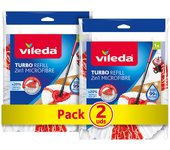 Pack de 2 Recambios Vileda Turbo 2 en 1 para Mopa: Microfibra, Color Rojo