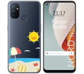 Tumundosmartphone Funda Gel Transparente para Oneplus Nord N100 diseño Playa Dibujos