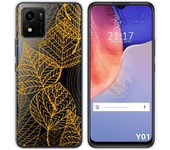 Funda Silicona Transparente para Vivo Y01 diseño Hojas Dibujos