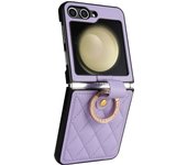 High Quality PU Leather Ring Holder Phone Case for Samsung Galaxy Z Flip 6 5 4 3 5G Flip6 Flip5 Protection Shockproof Cover
