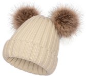 Gorro de Invierno con máscara para mujer, gorro de punto, gorro de Esquí, gorro de Invierno con dos pompones