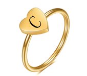 Simple Love Gold Ring Fashion 26 letter stainless steel heart Ring for women jewelry gift