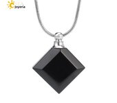 Silver Color Natural Stone Perfume Bottle Necklace Rhombus Crystal Pendant Essential Oil Stailness Steel Chain Necklaces H417
