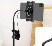 Soporte de tablet de cuello de cisne para cama con 2 soportes, soporte de metal ajustable de 360 grados para escritorio, compatible con iPad Pro 12.9, iPad Air, iPad Mini, Kindle y otros