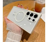Frosted Frame Magnetic Magsafe Cases for Samsung Galaxy S24 S23 S22 Ultra Plus Wireless Charging Acrylic Bumper Cell Phone Cover