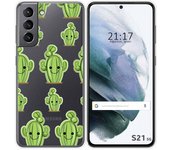 Tumundosmartphone Funda Gel Transparente para Samsung Galaxy S21 5G diseño Cactus Dibujos
