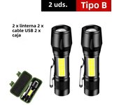 Mini Portable  Flashlight LED+COB Fishing Torch Zoomable Focus Light Rechargeable Tactical Lamp Camping Hiking Emergency Lantern