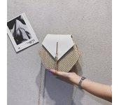 Summer Straw Bag Women Hexagon Chain Crossbody Bag Handmade Weaven Shoulder Bag Fashion Tassel Messenger Bag Bohemia Beach Bag