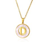 Stainless Steel Round White Necklaces For Women Gold Color  Initial Woman Man 26 Letters Pendant Chain Necklace Jewelry Gifts