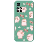 Funda Silicona Líquida Verde para Xiaomi Redmi Note 11s 5G diseño Cerdos Dibujos