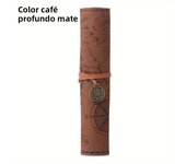 1PC Creative Treasure Map Retro Pencil Case Leather Large Capacity Roll Pencil Bag Embossed Buckle Simple Stationery Box Roll Po