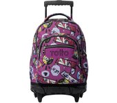 Totto Mochila escolar ruedas  Renglones -Dimensiones:32 x 45.5 x 18 cm-Material:Poliester reciclado