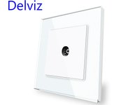 Delviz Toughened Glass Switch, White Crystal Panel 16A Power Outlet,1 Gang 2 Way Push Button Switch, EU Standard Wall USB Socket