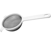 Fackelmann Colador Escurridor Cocina Líquidos Leche Té Café, Malla Acero Inoxidable Mango plástico Blanco, Ø7x17cm, 1ud