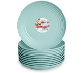 Plastic Forte - Juego de 12 Platos Classic Llanos 20 cm Reutilizables. Ideal Fiestas. Verde