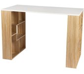 ARISE SHOP-Escritorio de madera "Nova" con 10 nichos de almacenamiento integrados - Beige/blanco - L 110 x P 60 x H 75 cm