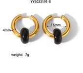Encanto Pendientes Huggie de acero inoxidable chapado en oro de 18k para mujer, joyería de estilo bohemio, Perla de agua dulce, piedra Natural