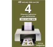 Etiquetas Adhesivas Din A4 para Impresora  48 HOJAS 12 pack de 4 Folios  Variantes de 24-8-4 y 2 Etiquetas por Folio  Compatibles con Impresora Inkjet-Laser-Fotocopiadora  Marca El Futbolin