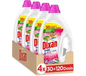 Dixan Detergente Líquido Lavadora, Adiós al Separar Total 4 en 1, (pack de 4, total: 120 lavados) Limpieza, luminosidad, frescor y sostenibilidad para la ropa de color