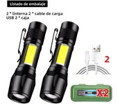 Mini LED Flashlight COB+XPE Portable Torch USB Charging Camping Lantern Zoomable Focus Light Tactical Flashlight with Pen Clip