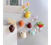 Mini jarrones magnéticos para nevera, 8 unidades, bonitos mini jarrones de cerámica para nevera, floreros de cerámica 3D, bonitos jarrones con forma de planta, imanes para nevera, cocina, oficina (8 unidades)