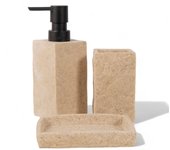 Accesorios de Baño Tendance, Efecto Piedra, Jabonera, Dispensador de Jabón, Vaso de cepilllos de Dientes. Poliresina de primera calidad. Opción de comprar por separado.