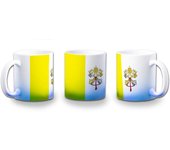 MERCHANDMANIA TAZA DEGRADADO COLOR bandera vaticano pais gobierno cristiano papa color mug