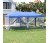 vidaXL Carpa para fiestas plegable con paredes laterales azul 3x6 m