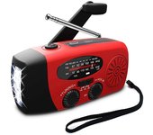 Radio, linterna, Banco de potencia, admite tres modos de fuente de alimentación: Solar, C manivela y tipo, luz de lectura del cargador de batería de linterna LED (rojo)