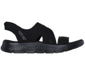 Cómoda  Sandalia de mujer Skechers SLIP-INS GO WALK FLEX SANDAL ENTICING tejido negro con velcro. Skechers Hands Free Slip-ins® Sistema Heel Pillow para calzar sin manos Altura Tacón bajo (1-3 cm) Referencia 141482-BBK