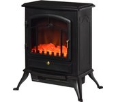 HOMCOM Chimenea Eléctrica Vertical 45x28x54 cm 1000/2000W Efecto Leña Ardiendo