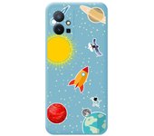 Funda Silicona Líquida Azul para Vivo Y55 5G diseño Espacio Dibujos