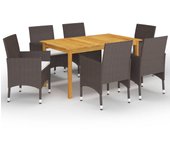 VidaXL Conjunto de jardín 1 mesa+6 sillones con cojines