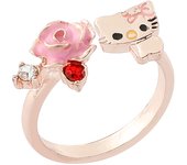 Sanrio Hello Kitty Cartoon Open Ring Sweet Girl Rose Ring Fashion Rhinestone Ring Good Friend Gift